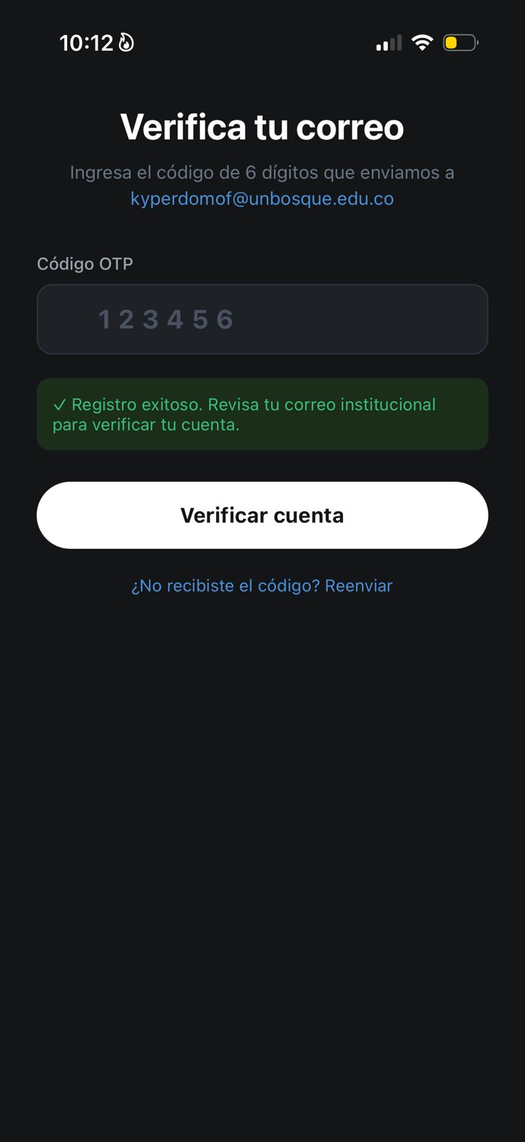 Verificación de correo OTP